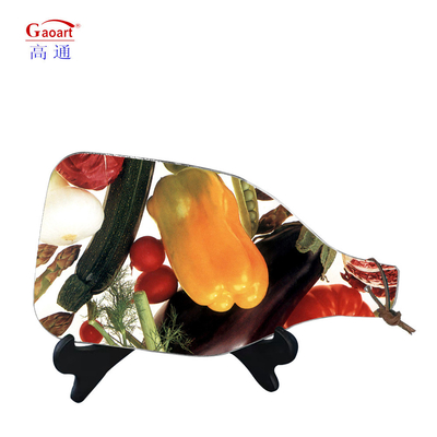 Planche de coupe de verre trempé outil de cuisine rond incassable avec logo personnalisé