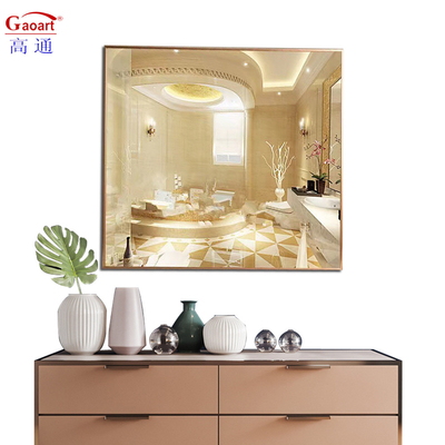 Décoration de salle de bain élégante cadre de mode miroir murale métallique avec grand cadre en or