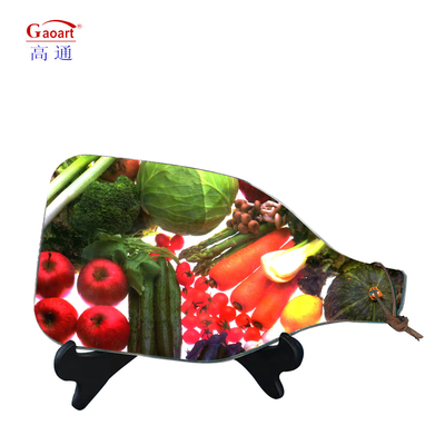 Tableau de coupe en verre avec poignée pour couleur personnalisée et surface lisse de coupe trempé