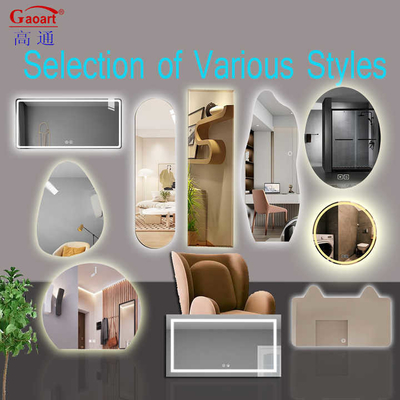 Taille personnalisée Fonction tactile Bevelled miroir de décoration pour une bonne vente Petit salon LED