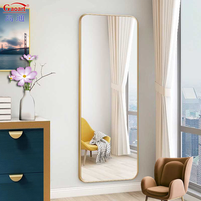 Chambre à linge à miroir infini de taille personnalisée avec commode doré en alliage d'aluminium