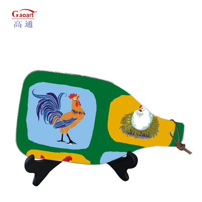 Placemat d'outil de cuisine de couleur personnalisée en forme de bouteille de vin pour planche de découpe trempée