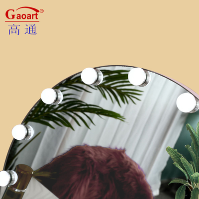 Décoration de la maison Vanité Hollywood Miroir avec lumières LED Conception ovale ronde personnalisée en chrome