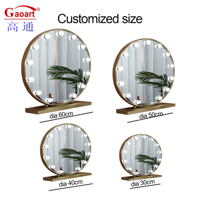 Décoration de la maison Vanité Hollywood Miroir avec lumières LED Conception ovale ronde personnalisée en chrome