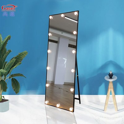 Style de design de mode Grande vanité de sol hollywoodienne avec réglable plein LED lumière et miroir murale LOGO supplémentaire inclus