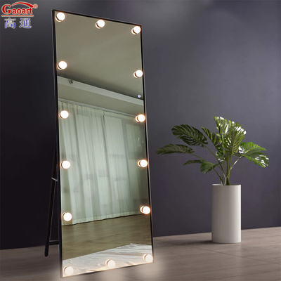 Style de design de mode Grande vanité de sol hollywoodienne avec réglable plein LED lumière et miroir murale LOGO supplémentaire inclus