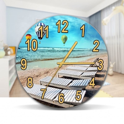 Décoration murale en verre Horloge murale avec décoration paysagère et peinture à l'huile