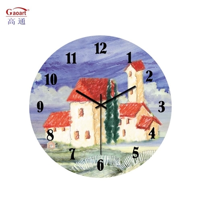 Horloge murale décorative en verre trempé à face unique moderne pour décoration de chambre à coucher personnalisée