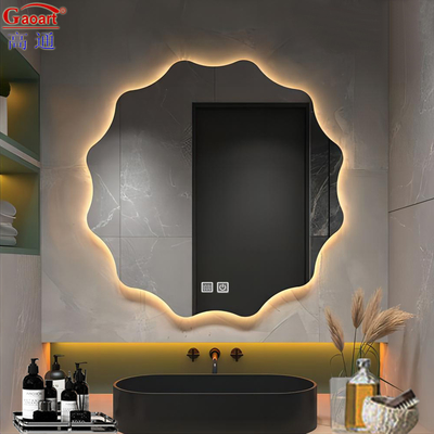 Smart Design Douche sans brouillard miroir en argent LED Ronde Chambre à coucher salle de bain maquillage Mural suspendu