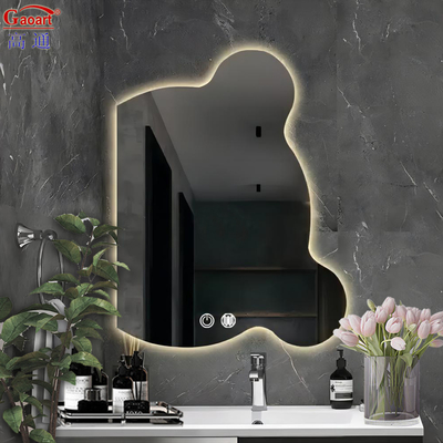 Miroir d'argent Décoration de salle de bain LED Ronde Miroir murale pour le maquillage sans brouillard dans la petite douche