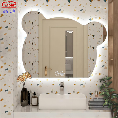 Miroir d'argent Décoration de salle de bain LED Ronde Miroir murale pour le maquillage sans brouillard dans la petite douche