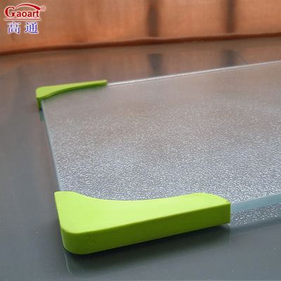 Planche de coupe de verre trempé avec des bords en caoutchouc outil de cuisine pour toutes les saisons 4 pièces Coins
