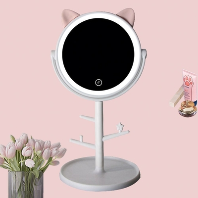 Jeune fille Portable LED Lumière miroir Vanité Table cosmétique personnalisée Petit maquillage Extra LOGO