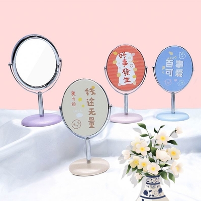 Petit miroir de décoration de maison portable à poche ronde cosmétique avec emballage personnalisé et logo