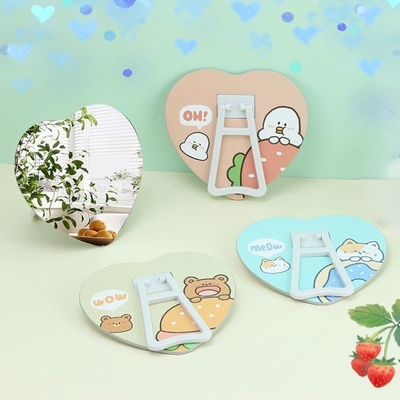 Logo supplémentaire Oui Design Mini Poche en forme de cœur Vanité Maquillage Espejo Miroir pour les filles