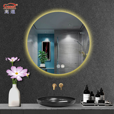 Miroir de salle de bain à commutateur tactile à LED intelligent avec fonction antibrouillard et miroir en verre moderne