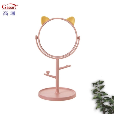 Petit cercle en plastique et miroir en verre pour le maquillage réglable de mode de tous les jours