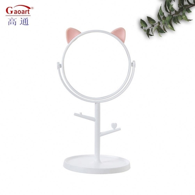 Petit cercle en plastique et miroir en verre pour le maquillage réglable de mode de tous les jours