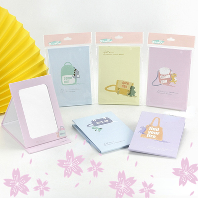 Logo supplémentaire Voyage de vanité Cosmétique en forme de cœur Maquillage miroir avec papier revêtu