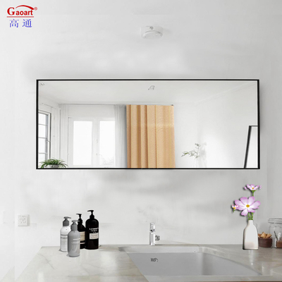 Encastré en fer noir Verre doré salle de bain Art mur autocollant cadre miroir pour la maison magasin de vin