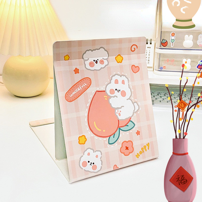 LOGO supplémentaire Oui Cute en forme de cœur miroir de maquillage pliable pour les voyages et les cosmétiques