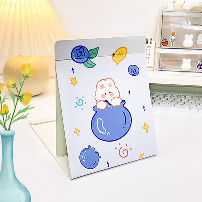 LOGO supplémentaire Oui Cute en forme de cœur miroir de maquillage pliable pour les voyages et les cosmétiques