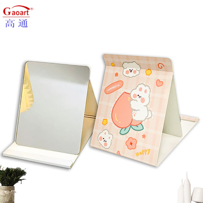 LOGO supplémentaire Oui Cute en forme de cœur miroir de maquillage pliable pour les voyages et les cosmétiques