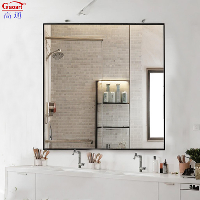 Accueil Vineshop Réflexion Mode Fer Noir Miroir murale de salle de bain avec cadre en aluminium