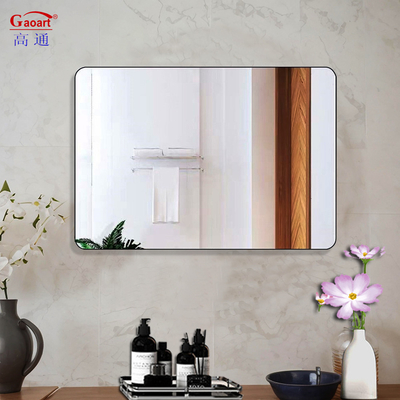 Salle de bains ovale encadrée Art mural moderne accrocheur gros autocollant en aluminium cadre en or miroir