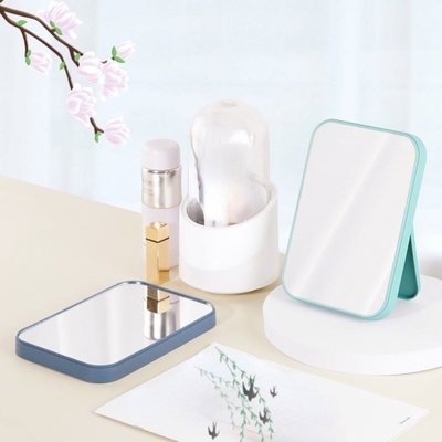 Portable Mini Cercle Lady en cuir Petit Miroir Mural Accroché Avec Logo Petit Miroir Carré Conception de mode
