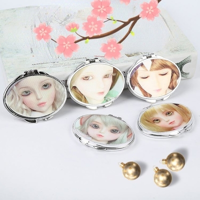 Compact cercle cosmétique petit miroir rond clair petit miroir avec miroir en verre plastique
