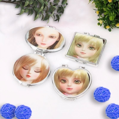 Compact cercle cosmétique petit miroir rond clair petit miroir avec miroir en verre plastique