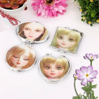 Compact cercle cosmétique petit miroir rond clair petit miroir avec miroir en verre plastique