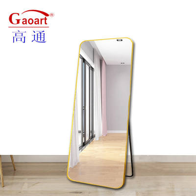 Style de design contemporain Longueur du sol pleine voûte miroir murale en or pour la décoration intérieure