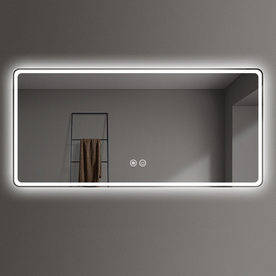 Rectangle éclairé salle de bain miroir de vanité avec écran tactile commutateur et bande LED imperméable