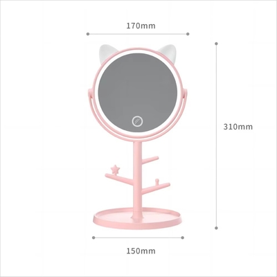 Miroir de maquillage simple de 6 pouces avec angle réglable et pratique intégré dans le plateau