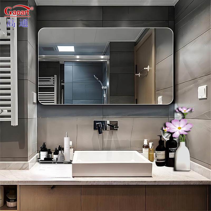 Miroir murale adhésif coaster Poche demi-ronde Compacte ondulé de pleine longueur Décoration de la maison