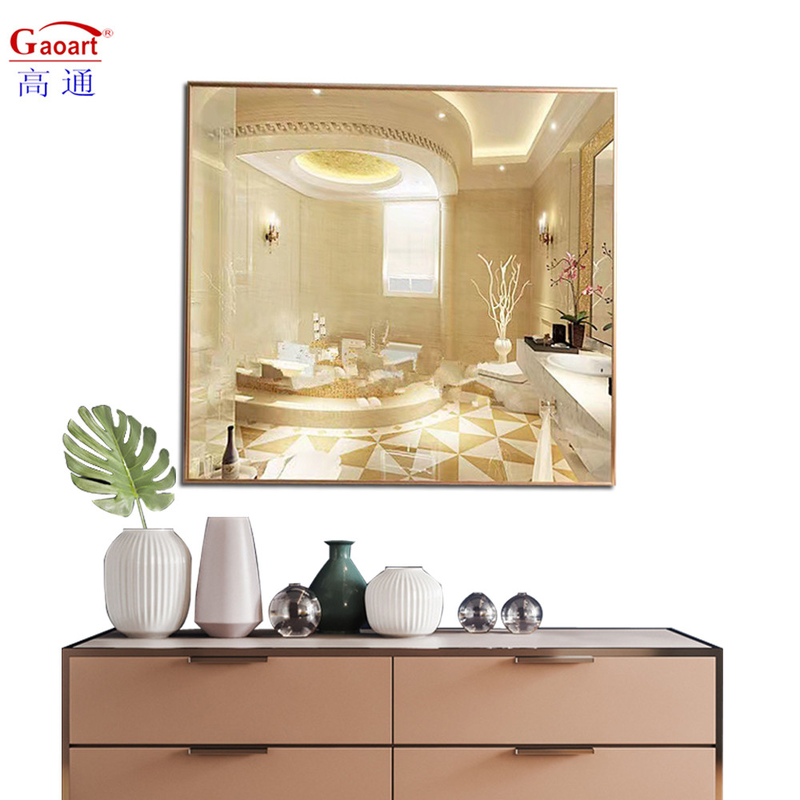 Décoration de salle de bain élégante cadre de mode miroir murale métallique avec grand cadre en or