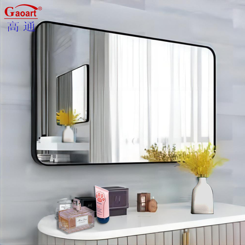 Miroir murale personnalisé Taille pleine verre Or bévelé Grand carré suspendu plat debout