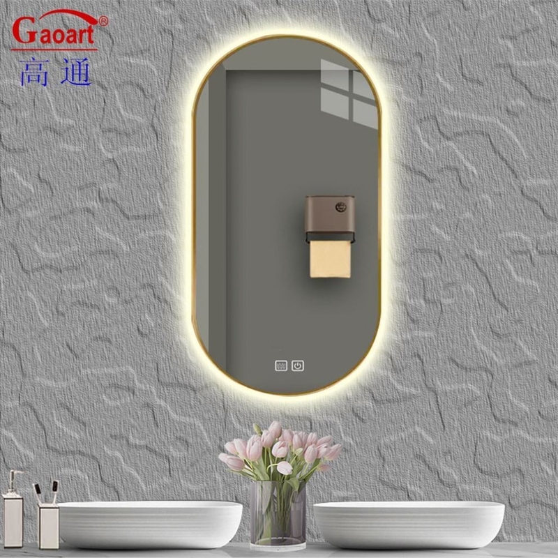 Taille personnalisée Fonction tactile Bevelled miroir de décoration pour une bonne vente Petit salon LED