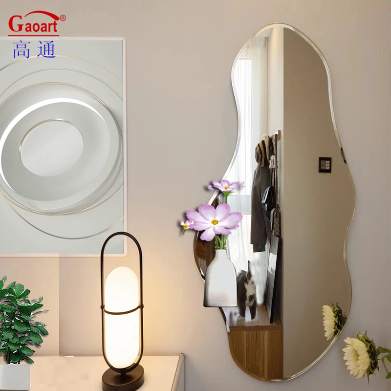 Modern Glass Magic Gold Décoratif Incrédule Muro du bain Miroir suspendu pour tous les jours
