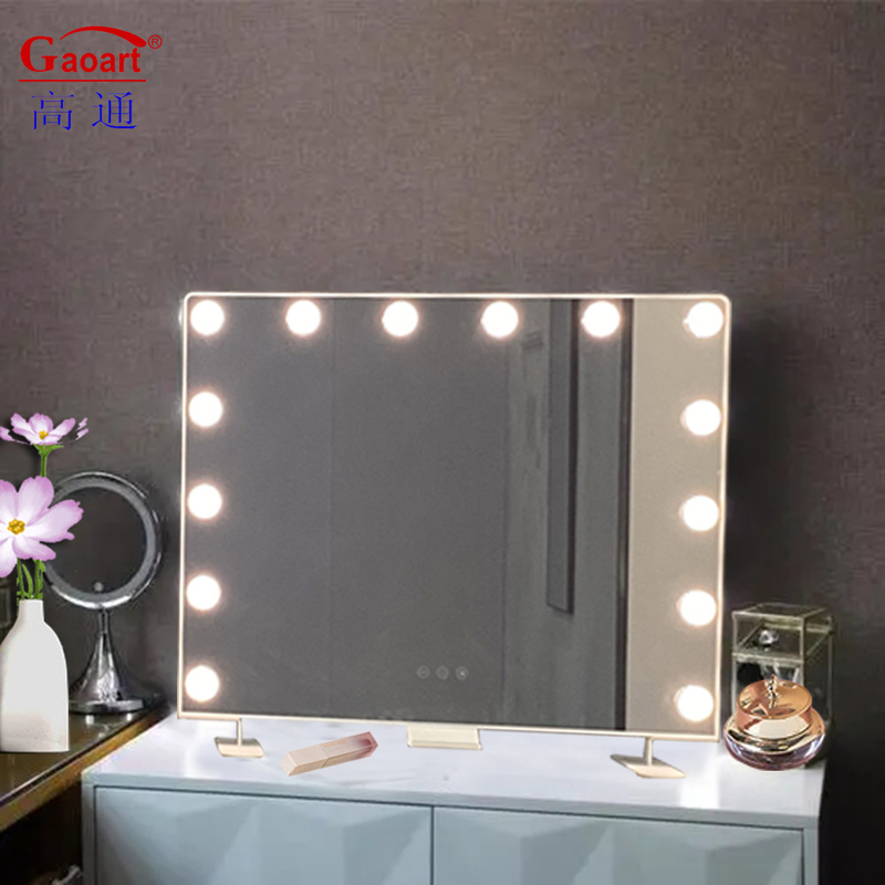 Métal personnalisable et miroir de verre Hollywood maquillage vanité avec des ampoules LED Chrome