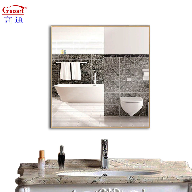 Accueil Vineshop Grande variété Coiffeur en or Miroir en aluminium noir avec cadre