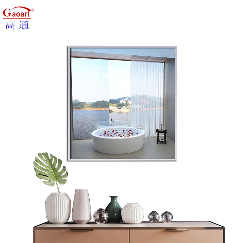 Miroir murale grand plancher debout en aluminium or métal noir décor de salle de bain avec cadre