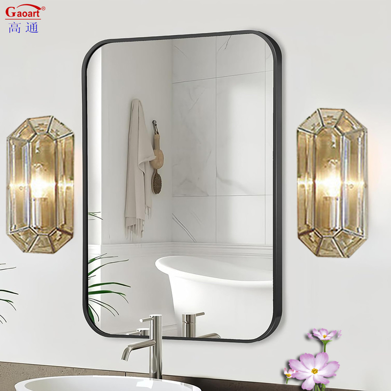 Top Mode cadre en aluminium bâton de revêtement d'or énorme miroir murale avec taille personnalisée