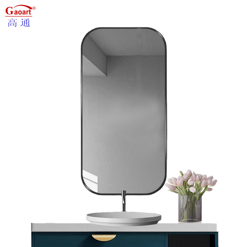 Taille personnalisée Décoration complète Autocollant en argent Monté sur le mur Miroir avec cadre blanc