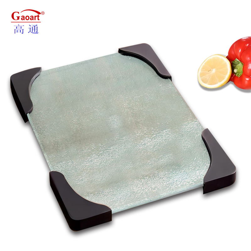Planche de coupe de verre trempé avec des bords en caoutchouc outil de cuisine pour toutes les saisons 4 pièces Coins