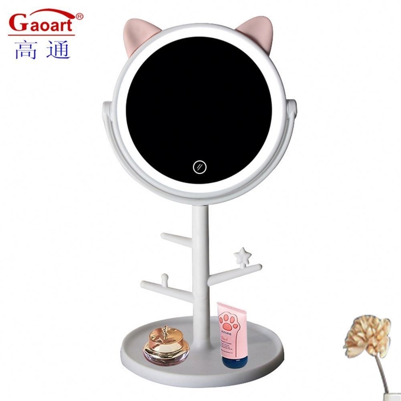 Jeune fille Portable LED Lumière miroir Vanité Table cosmétique personnalisée Petit maquillage Extra LOGO