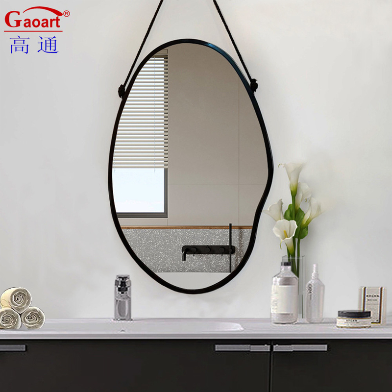 Décoration de salle de bain de tous les jours avec miroir en verre ancien et cadre en plastique de style laanyard