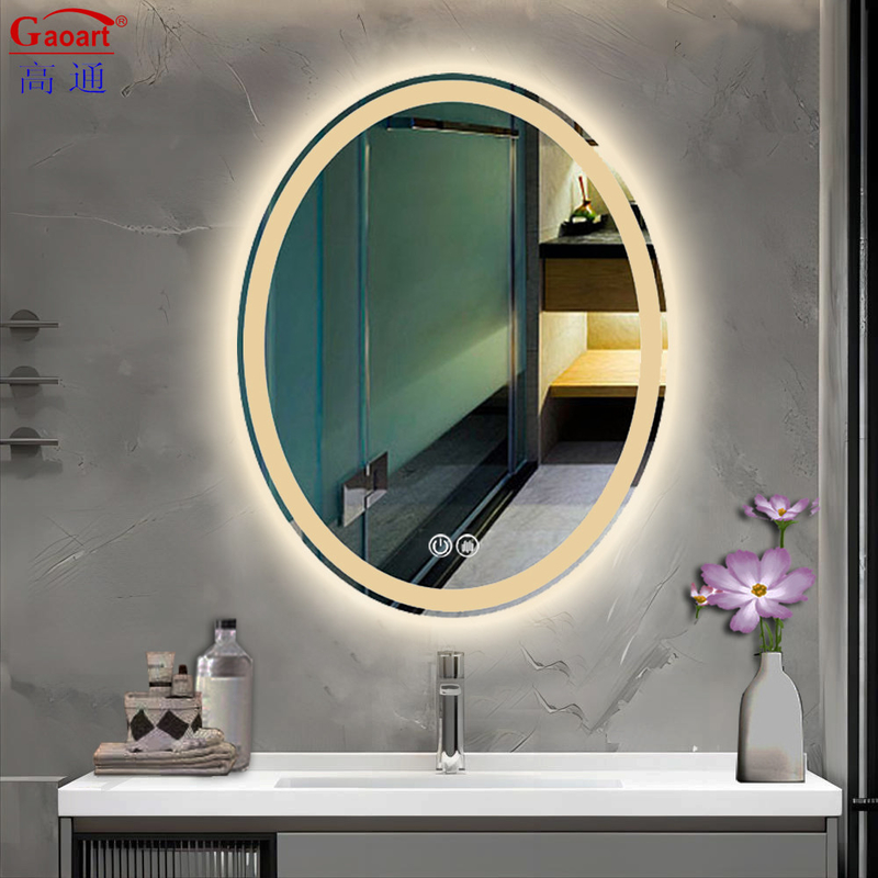 Design moderne Vanité Ovale Grand Ronde salle de bain rétroéclairée Smart Led Light Up Miroir de salle de bain Pour salle de bain